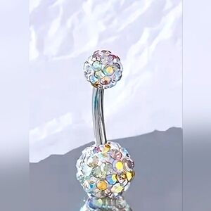 BELLY BUTTON RING STAINLESS STEEL 14G  Disco Ball